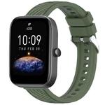 For Amazfit Bip3 Stripe Texture 20mm Silicone Watch Band(Dark Green)