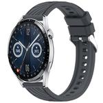 For Huawei Watch GT 3 42mm Stripe Texture 20mm Silicone Watch Band(Dark Gray)