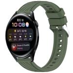 For Huawei Watch 3 Stripe Texture 22mm Silicone Watch Band(Dark Green)