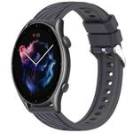 For Amazfit GTR 3 Stripe Texture 22mm Silicone Watch Band(Dark Gray)