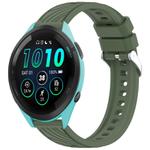 For Garmin Forerunner 265 Stripe Texture 22mm Silicone Watch Band(Dark Green)