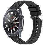 For Samsung Galaxy Watch 3 45mm Stripe Texture 22mm Silicone Watch Band(Black)