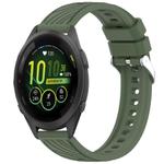 For Garmin Forerunner 265S Stripe Texture 18mm Silicone Watch Band(Dark Green)