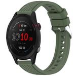 For Garmin Forerunner 255S Music Stripe Texture 18mm Silicone Watch Band(Dark Green)