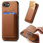 For iPhone 16e Retro Magsafe Card Bag PU Back Cover Phone Case(Brown)