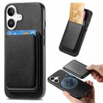 For iPhone 17 Retro Magsafe Card Bag PU Back Cover Phone Case(Black)