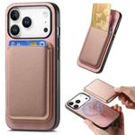 For iPhone 17 Pro Retro Magsafe Card Bag PU Back Cover Phone Case(Pink)