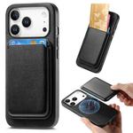 For iPhone 17 Pro Max Retro Magsafe Card Bag PU Back Cover Phone Case(Black)