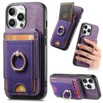 For iPhone 16 Pro Retro Splitable Magnetic Stand Card Bag Leather Phone Case(Purple)