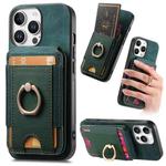 For iPhone 16 Pro Retro Splitable Magnetic Stand Card Bag Leather Phone Case(Green)