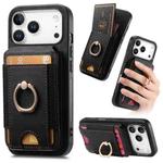 For iPhone 17 Pro Max Retro Splitable Magnetic Stand Card Bag Leather Phone Case(Black)