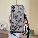 For iPhone 16 Crossbody Wave Edge Butterfly TPU Phone Case(Black)