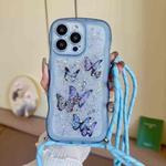 For iPhone 13 Pro Crossbody Wave Edge Butterfly TPU Phone Case(Blue)