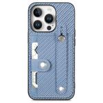 For iPhone 16 Pro Max Wristband Kickstand Card Wallet Back Phone Case with Tool Knife(Blue)