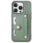 For iPhone 16 Pro Max Wristband Kickstand Card Wallet Back Phone Case with Tool Knife(Green)