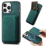 For iPhone 16 Pro Retro Leather Card Bag Magnetic Phone Case(Green)