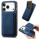 For iPhone 17 Pro Retro Leather Card Bag Magnetic Phone Case(Blue)