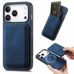 For iPhone 17 Pro Max Retro Leather Card Bag Magnetic Phone Case(Blue)