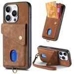 For iPhone 16 Pro Retro Card Wallet Fold Leather Phone Case with Strap(Brown)