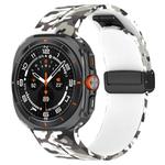 For Samsung Galaxy Watch Ultra 47mm Magnetic Folding Buckle Silicone Watch Band(Camouflage White)