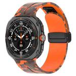 For Samsung Galaxy Watch Ultra 47mm Magnetic Folding Buckle Silicone Watch Band(Camouflage Orange)