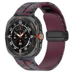 For Samsung Galaxy Watch Ultra 47mm Magnetic Folding Buckle Silicone Watch Band(Camouflage Wine Red)