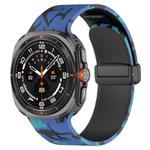 For Samsung Galaxy Watch Ultra 47mm Magnetic Folding Buckle Silicone Watch Band(Camouflage Blue)