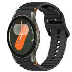 For Samsung Galaxy Watch 7 44mm Wavy Grain Stitched Quick Release Silicone Watch Band(Black)