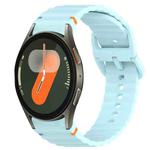 For Samsung Galaxy Watch 7 44mm Wavy Grain Stitched Quick Release Silicone Watch Band(Light Blue)