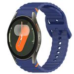 For Samsung Galaxy Watch 7 40mm Wavy Grain Stitched Quick Release Silicone Watch Band(Midnight Blue)