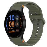 For Samsung Galaxy Watch FE 40mm Wavy Grain Stitched Quick Release Silicone Watch Band(Army Green)