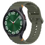 For Samsung Galaxy Watch 6 Classic 47mm Wavy Grain Stitched Quick Release Silicone Watch Band(Army Green)