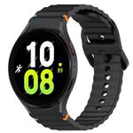 For Samsung Galaxy Watch 5  44mm Wavy Grain Stitched Quick Release Silicone Watch Band(Black)