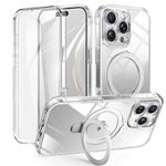 For iPhone 16 Pro Max Skin Feel MagSafe Holder 360 Full Body Phone Case(Transparent)