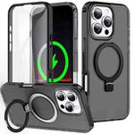 For iPhone 16 Pro Max Frosted Skin Feel MagSafe Holder 360 Full Body Phone Case(Black)