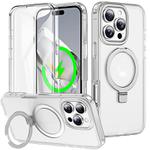 For iPhone 16 Pro Max Frosted Skin Feel MagSafe Holder 360 Full Body Phone Case(Transparent)