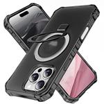 For iPhone 16 Pro Max Frosted Wave MagSafe Holder Phone Case(Black)