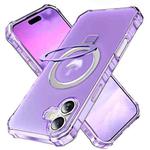 For iPhone 16 Plus Frosted Wave MagSafe Holder Phone Case(Purple)