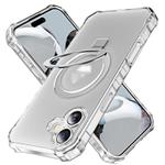 For iPhone 16 Plus Frosted Wave MagSafe Holder Phone Case(Transparent)