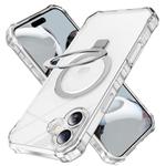 For iPhone 16 Plus Clear Wave MagSafe Holder Phone Case(Transparent)