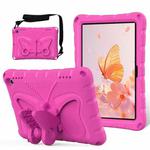 For Amazon Kindle Fire HD8 /8 Plus 2020/2022 Butterfly Bracket EVA Shockproof Tablet Case(Rose Red)