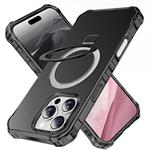 For iPhone 16 Pro Max Solid Color Wave MagSafe Holder Phone Case(Black)