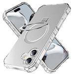 For iPhone 16 Solid Color Wave MagSafe Holder Phone Case(Silver)