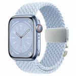 For Apple Watch 46mm / 49mm / 45mm / 44mm Metal Buckle Nylon Braided Watch Band(Light Blue)