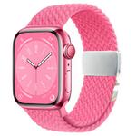 For Apple Watch 46mm / 49mm / 45mm / 44mm Metal Buckle Nylon Braided Watch Band(Orange Pink)