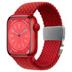 For Apple Watch 46mm / 49mm / 45mm / 44mm Metal Buckle Nylon Braided Watch Band(Red)