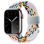 For Apple Watch 46mm / 49mm / 45mm / 44mm Metal Buckle Nylon Braided Watch Band(White Color)