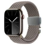 For Apple Watch 46mm / 49mm / 45mm / 44mm Metal Buckle Nylon Braided Watch Band(Taupe)