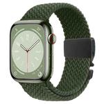 For Apple Watch 46mm / 49mm / 45mm / 44mm Metal Buckle Nylon Braided Watch Band(Alfalfa Grass)