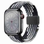 For Apple Watch 46mm / 49mm / 45mm / 44mm Metal Buckle Nylon Braided Watch Band(Black Gray)